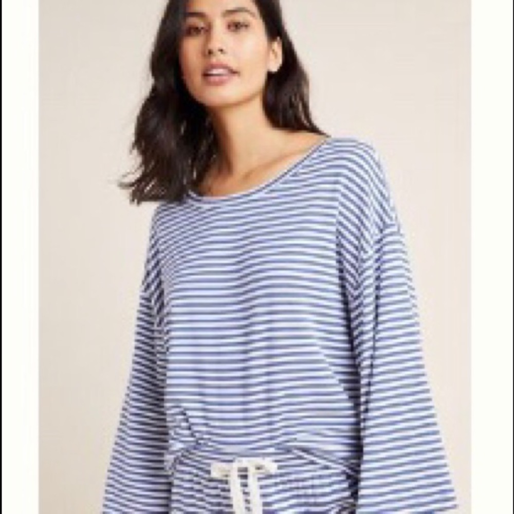 ANTHROPOLOGIE Eberjey Quincy Top blue/white stripe